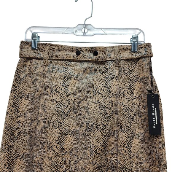 Haute Monde Womens Snake Print Faux Suede Mini Skirt Belt Loops Size L - Picture 4 of 7